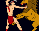 Dibuix Gladiador contra lleó pintat per silvestrinita