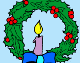 Dibuix Corona de nadal i una espelma pintat per marta i mama