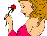 Dibuix Princesa amb una rosa pintat per marc