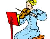 Dibuix Dama violinista pintat per toni