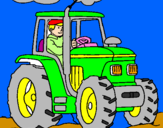 Dibuix Tractor en funcionament  pintat per marc  vidal  sans