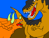 Dibuix Lluita de dinosauris pintat per eric