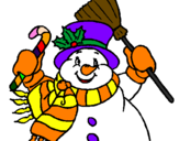 Dibuix Ninot de neu amb bufanda  pintat per ninot 