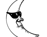 Dibuix Lluna amb ulleres de sol pintat per AIDA