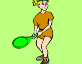 Dibuix Noia tennista pintat per Laia 4anys