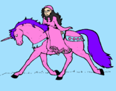 Dibuix Princesa en unicorn  pintat per noemi ruau apa