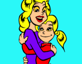 Dibuix Mare i filla abraçades pintat per Júlia  sanchez