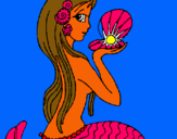 Dibuix Sirena i perla pintat per anna  buxade