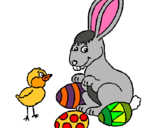 Dibuix Pollet, conillet i ous pintat per ELI