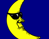 Dibuix Lluna amb ulleres de sol pintat per julia