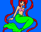 Dibuix Sirena amb perles pintat per ivonne i eva