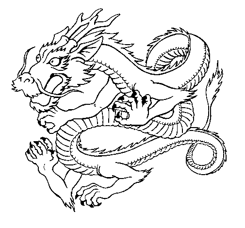 Dibuix Drac japones  pintat per drac