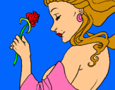 Dibuix Princesa amb una rosa pintat per Maria Vila 