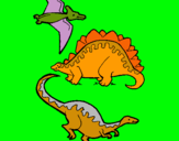Dibuix Tres classes de dinosauris  pintat per ERICLL