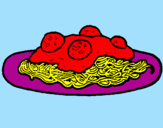 Dibuix Espaguetis amb carn pintat per cristina