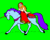 Dibuix Princesa en unicorn  pintat per helena