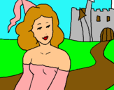 Dibuix Princesa i castell pintat per MARIA