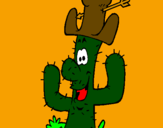 Dibuix Cactus amb barret  pintat per pol