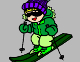 Dibuix Nen esquiant  pintat per ester