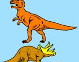 Dibuix Triceratops i tiranosaurios rex  pintat per julien