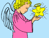 Dibuix Àngel i estrella pintat per MARGA