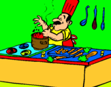 Dibuix Cuiner en la cuina pintat per IGNASI