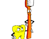 Dibuix Queixal i raspall de dents pintat per pingu