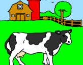 Dibuix Vaca pasturant pintat per albert