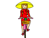 Dibuix Xina amb bicicleta pintat per elisabet