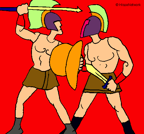 Dibuix Lluita de gladiadors pintat per mireia