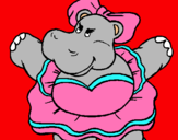 Dibuix Hipopótama amb llaç pintat per  * MARIA *