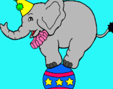 Dibuix Elefant sobre una pilota pintat per Bernat G.
