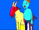 Dibuix Cabra i nen africà pintat per QUERALT -M
