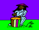 Dibuix Dona tocant el tambor pintat per MERITXELL