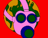 Dibuix Terra amb màscara de gas pintat per ricard