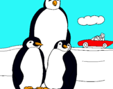 Dibuix Família pingüí  pintat per ABRIL