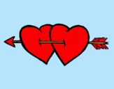 Dibuix Dos cors amb una fletxa pintat per clàudia