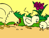 Dibuix Gallina i pollets pintat per jose irene