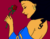 Dibuix Princesa amb una rosa pintat per hola