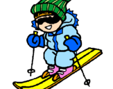 Dibuix Nen esquiant  pintat per esport