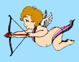 Dibuix Cupido volant pintat per marteta