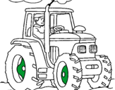 Dibuix Tractor en funcionament  pintat per LALA