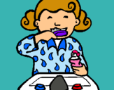 Dibuix Nena raspallant-se les dents pintat per clamorvil