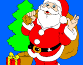 Dibuix Santa Claus i un arbre de nadal  pintat per robin