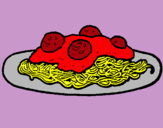 Dibuix Espaguetis amb carn pintat per fabiola