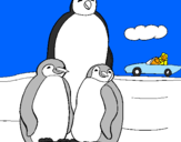 Dibuix Família pingüí  pintat per Martina Moreno