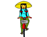 Dibuix Xina amb bicicleta pintat per anna