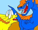 Dibuix Lluita de dinosauris pintat per Armand