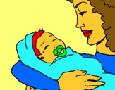 Dibuix Mare amb la seva nadó II pintat per DERSERWFXDGCFG