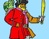 Dibuix Pirata amb un lloro pintat per pirata bernat